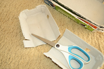 Step 3: trim side strips from the egg carton