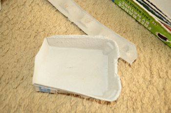 Step 5: patch the side of the egg carton food bowl