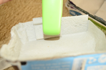 Step 6: finished egg carton food bowl side view